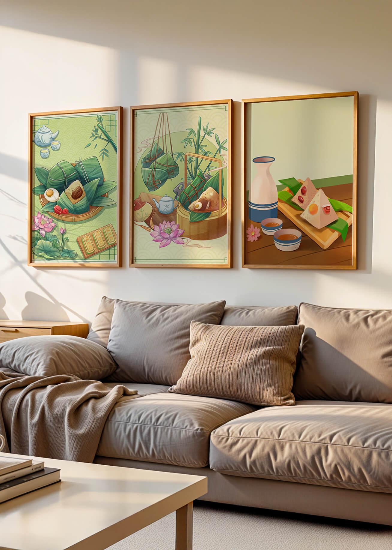 Tableaux d'art inspirés de la culture orientale avec des motifs de nourriture et de nature