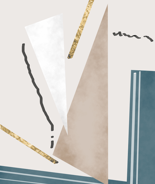Abstraktes geometrisches Kunstwerk mit goldenen Elementen