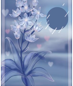 Delicate blue floral illustration with stylish geometric elements