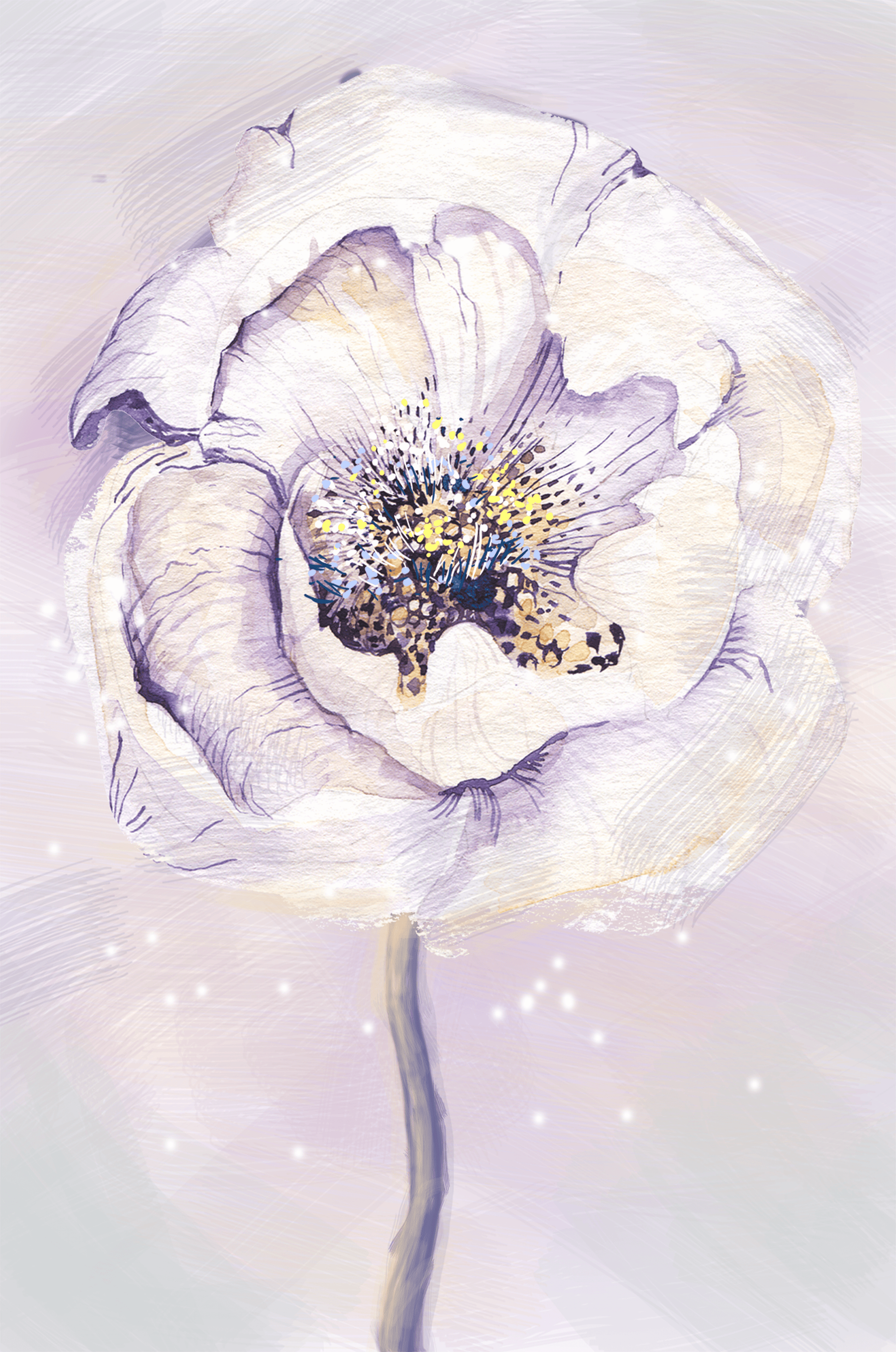 Elegant watercolor flower illustration with delicate pastel tones