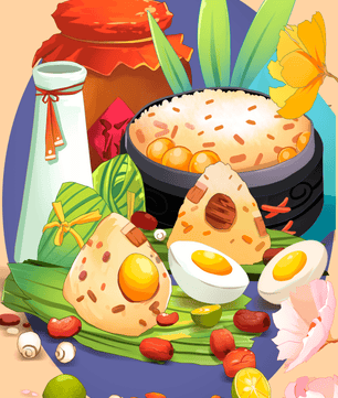 Naturaleza muerta culinaria asiática tradicional con arroz y huevos