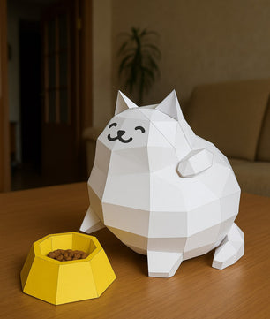Polygonal paper cat builder figure in fun style, 3D craft for assembly 30 x 25 x 19 – papercraft DIY - Mi tienda