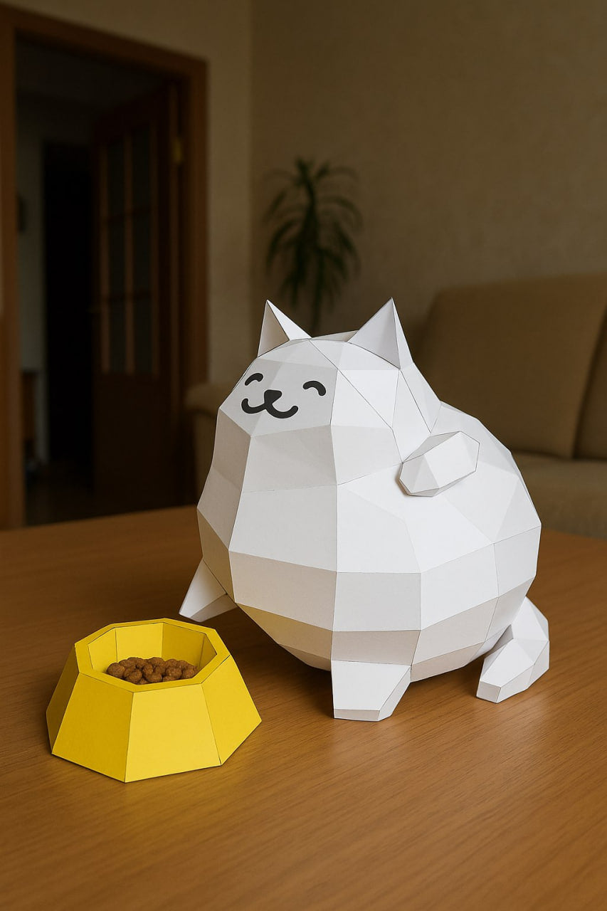 Polygonal paper cat builder figure in fun style, 3D craft for assembly 30 x 25 x 19 – papercraft DIY - Mi tienda