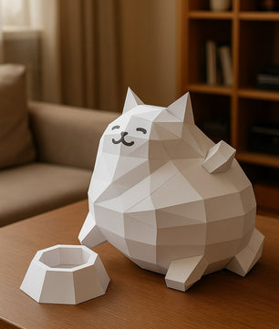 Polygonal paper cat builder figure in fun style, 3D craft for assembly 30 x 25 x 19 – papercraft DIY - Mi tienda