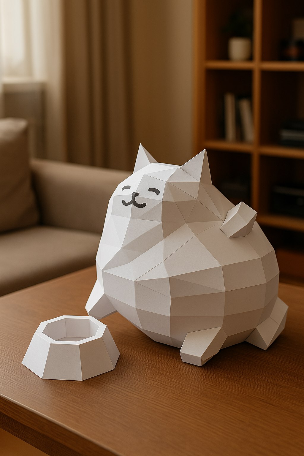 Polygonal paper cat builder figure in fun style, 3D craft for assembly 30 x 25 x 19 – papercraft DIY - Mi tienda