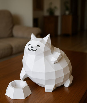 PaperCraft Gato poligonal de papel, figura decorativa, manualidades 3D para montar DIY