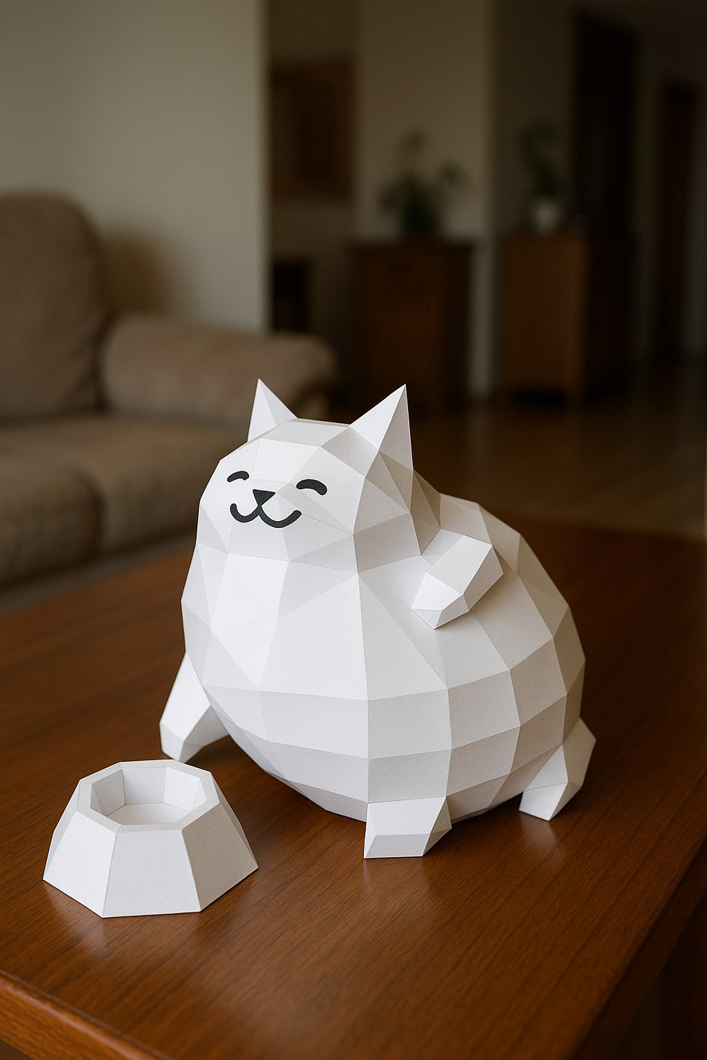 Polygonal paper cat builder figure in fun style, 3D craft for assembly 30 x 25 x 19 – papercraft DIY - Mi tienda