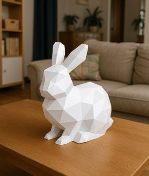 Figura constructor conejo poligonal de papel, manualidad 3D para montar 24X24X19 — PaperCraft DIY, figura de cartón para decoración del hogar