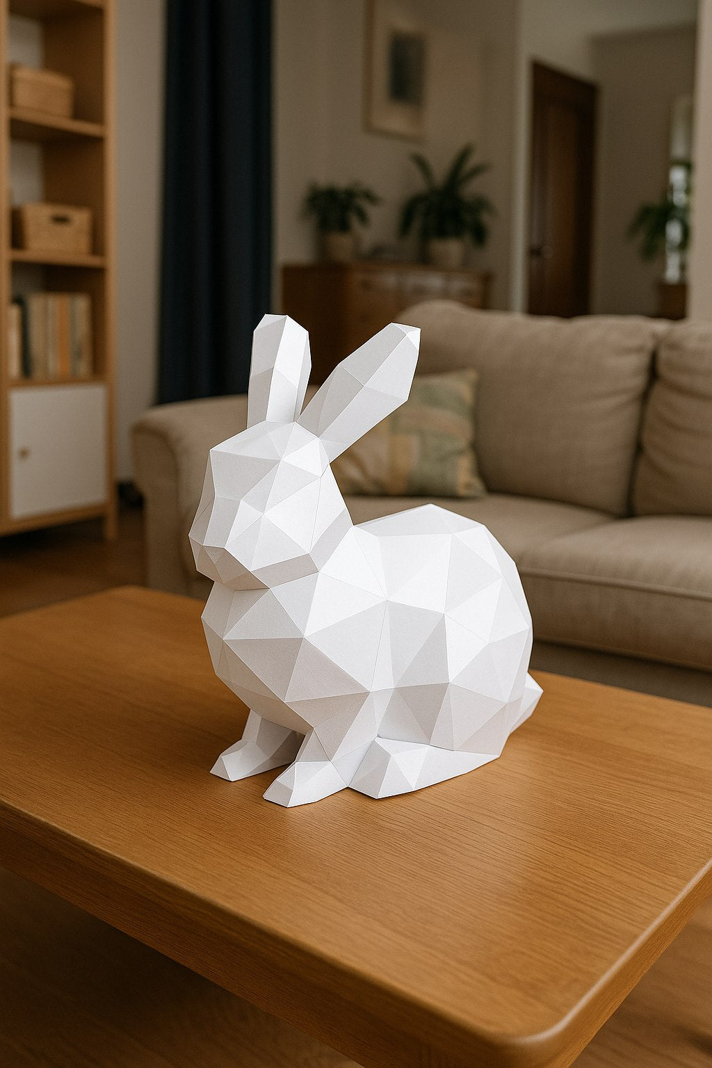 Figura constructor conejo poligonal de papel, manualidad 3D para montar 24X24X19 — PaperCraft DIY, figura de cartón para decoración del hogar