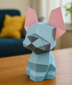 Figura constructor perro poligonal de papel, manualidad 3D para montar 30x18x19— PaperCraft DIY