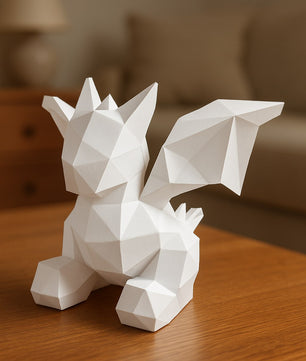 3D small polygonal paper dragon for assembly 23 x 29 x 29 – papercraft DIY kit, modern cardboard sculpture, creative geometric home decoration - Mi tienda