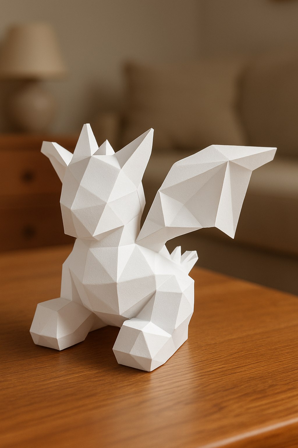 3D small polygonal paper dragon for assembly 23 x 29 x 29 – papercraft DIY kit, modern cardboard sculpture, creative geometric home decoration - Mi tienda
