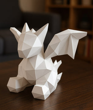 3D small polygonal paper dragon for assembly 23 x 29 x 29 – papercraft DIY kit, modern cardboard sculpture, creative geometric home decoration - Mi tienda