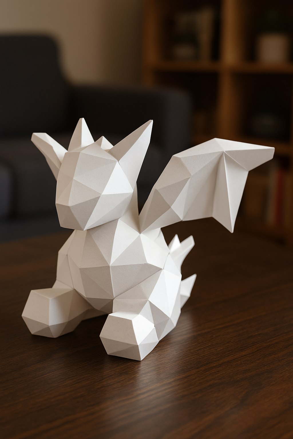 3D small polygonal paper dragon for assembly 23 x 29 x 29 – papercraft DIY kit, modern cardboard sculpture, creative geometric home decoration - Mi tienda
