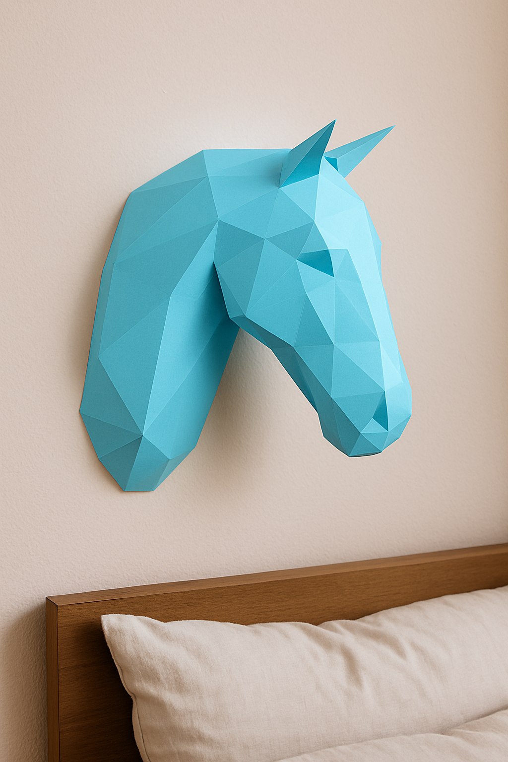 Horse head polygonal paper figure for assembly 25 x 35 x 19 – papercraft DIY craft, modern cardboard wall decoration, geometric style - Mi tienda