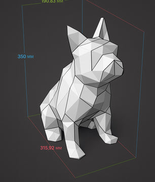 French bulldog figure 3D polygonal paper  35x19x31 – papercraft DIY kit, geometric sculpture for table or shelf - Mi tienda