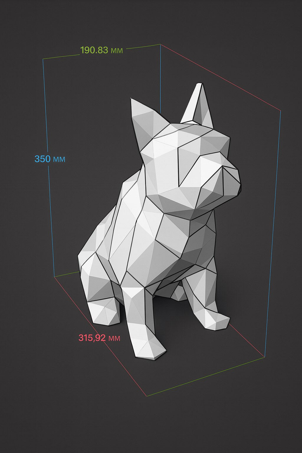 French bulldog figure 3D polygonal paper  35x19x31 – papercraft DIY kit, geometric sculpture for table or shelf - Mi tienda