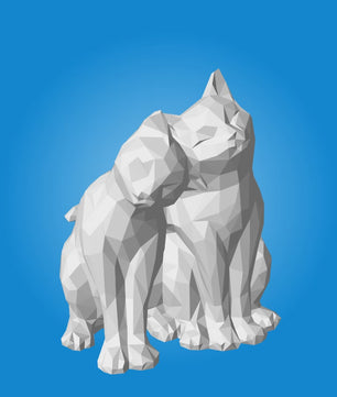 Figura constructor gatos poligonales de papel, manualidad 3D para montar 35x29x26 — PaperCraft DIY, figura de cartón para decoración del hogar