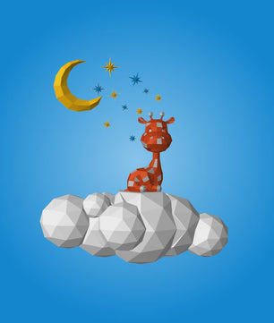 Cute wall giraffe 3D papercraft polygonal paper figure for assembly 50x45x16, 272 parts – DIY craft, sculptural cardboard giraffe for kids room wall decor