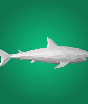 Figura de tiburón de papel poligonal 3D para ensamblar 30 x 27 x 93 – kit de manualidades de papercraft decorativo, escultura geométrica moderna para mesa o estantería