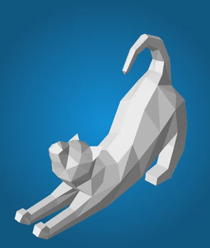Figura Poligonal 3D de Gato en Papel para Montar 40x32x12 – Kit Decorativo PaperCraft DIY, Escultura Geométrica Moderna para Mesa o Estantería