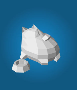 Figura constructora de gato de papel poligonal en estilo divertido, manualidad 3D para ensamblar 30 x 25 x 19 – papercraft DIY