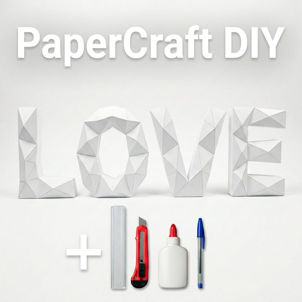 Giant LOVE 3D Papercraft Kit – 50cm Large BIG Geometric Sculpture for Home & Events (Uncut Paper in Tube) - Mi tienda